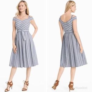 WHBM Cold-Shoulder Striped Sundress